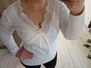 Bluzka prążek Myzem Size Plus biała