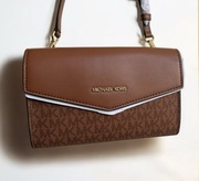 MICHAEL KORS TOREBKA KOPERTOWA SKÓRA MONOGRAM NOWA PASEK KOPERTÓWKA BRĄZ OR
