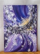 FIOLETOWA ABSTRAKCJA obraz olejny ręcznie malowany 70x50cm tekstura