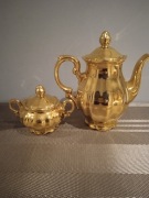 Dzbanek i cukiernica z porcelany Bavaria złote 