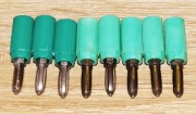 Wtyki bananowe 4 mm, sprężyste, skręcane, zielone, zestaw 8 sztuk RETRO PRL