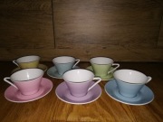 Zestaw  kolorowych filiżanek  "Daisy", Lilien Porzellan, Austria lata 60.