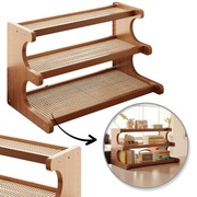 3-poziomowy regał bambusowo - rattanowy, półka na biurko 19x50x31 cm