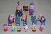 Peppa Pig, szkolne ławki, tablica, figurki, szkoła