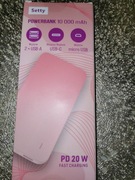 Powerbank 10000 mAh Setty, szybkie ładowanie 20W, USB-C, 2 USB-A