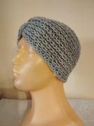 Szara, szeroka opaska; turban; alpaka 70%; wełna 20%; handmade