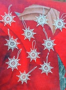 Zestaw śnieżynek wykonany na szydełku 10 sztuk 