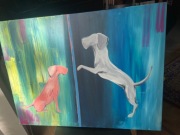 Obraz „dobry pies” farby akrylowe na płótnie 60 cm na 80 cm