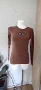 Nowa damska bluzka prążkowana, brązowa, rozmiar S/M