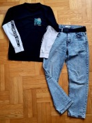 Dzinsy męskie młodzieżowe chłopięce HOUSE + bluza CROPP