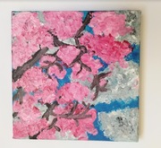 Kwiat wiśni 20x20cm, farby akrylowe