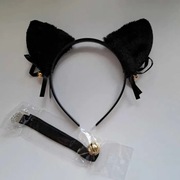 Opaska uszy kota i hoker na szyję na uszach i hokerze brzeczace dzwoneczki