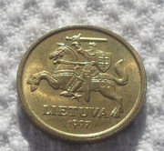 Litwa II. Republika 10 centów centu 1997 KM# 106 Ładny stan