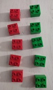 Klocek Lego Duplo 2x2 10 szt czerwony i zielony 