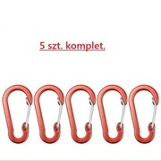 Klamry, karabińczyki ,zawieszki. 5 szt. kolor czerwony.