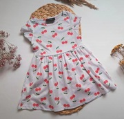 Sukienka biała w wisienki wiśniowy print wiśnie 98 rozkloszowana nowa