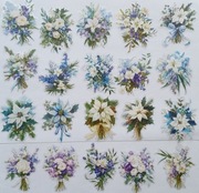 naklejki 20 szt duże bukiety niebieskie kremowe scrapbooking