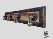 Solidny wieszak przemysłowy, industrialny, rustykalna sztuka - vintage.