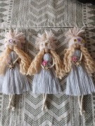 Świąteczny aniołek, makramowy, 9 x 25 cm