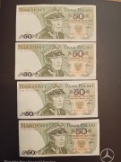 banknoty 50 zł K.Świerczewski duża seria HW 1988 rok z wadami