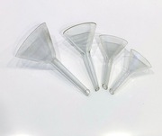 Zestaw 4 szklanych lejków w różnych rozmiarach - szkło laboratoryjne