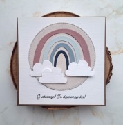 Personalizowana kartka z tęczą, na baby shower, narodziny, roczek