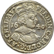 3 krajcary - Austria, Ferdynand Karol, 1640, Hall, STAN: 2/2-