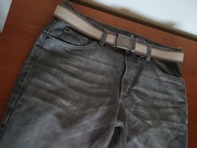 Jeansy Szare Prążkowane + Pasek