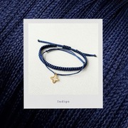 Floral set. Makramowa bransoletka zestaw 2 granat indygo