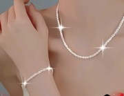 Zestaw srebrnej biżuterii naszyjnik i bransoletka 925 + pudełko