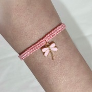 B519 Bransoletka Ważka makrama pleciona Handmade Rękodzieło