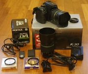 Lustrzanka Pentax K-30 +  obiektywy 18-55  , 50-200   , dodatki