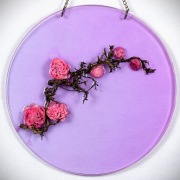 Obraz okrągły z kwiatowym motywem japońskim w żywicy 30x30