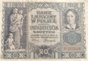 Stary banknot Polska 20 zł 1940 rok gubernia 