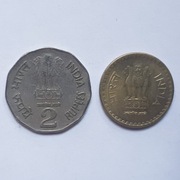 Monety, Indie 2 rupie 1995 i 5 rupii 2010