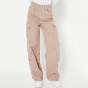 I SAW IT FIRST jeansy cargo bojówki double pocket wysoki stan