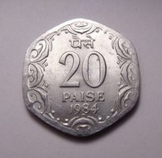 Indie 20 paisa 1984 Hajdarabad PIĘKNA!
