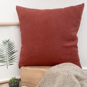 Poszewka na poduszkę boho bordowa lniana 45x45