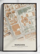 Warszawa plakat mapa miasta A3 minimalistyczny nowoczesny