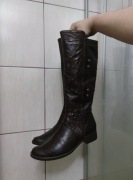 damskie kozaki 38 oficerski fason kolor ciemnobrązowy mahoniowy wykonane ze