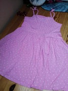 Sukienka 122 różowa w kropki