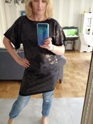 Czarna sukienka, tunika z cekinami Monnari