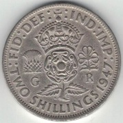 Wielka Brytania 2 szylingi two shillings (floren) 1947 28,4 mm - nr 3