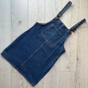 Jeansowa granatowa sukienka na szelkach ogrodniczka Denim Co. 34 vintage