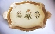 Pozłacana taca Florentine, Włochy Florencja vintage lata 50/60 