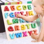 DREWNIANE PUZZLE alfabet dla dzieci, literki