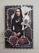 Kartka okolicznościowa na urodziny Morticia Addams rękodzieło 