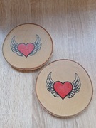 Podkładka pod kubek. Serce brokatowe.