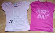 2 koszulki bawełniane 104 Benetton i M9K napisy