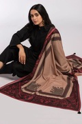 Duża chusta szal dupatta beż wzór geo bawełna orient hidżab turban pareo